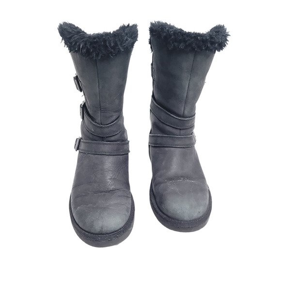 UGG Australia Becket II Dark Green Leather Sheepskin Boots Women's size 6 - Picture 4 of 8